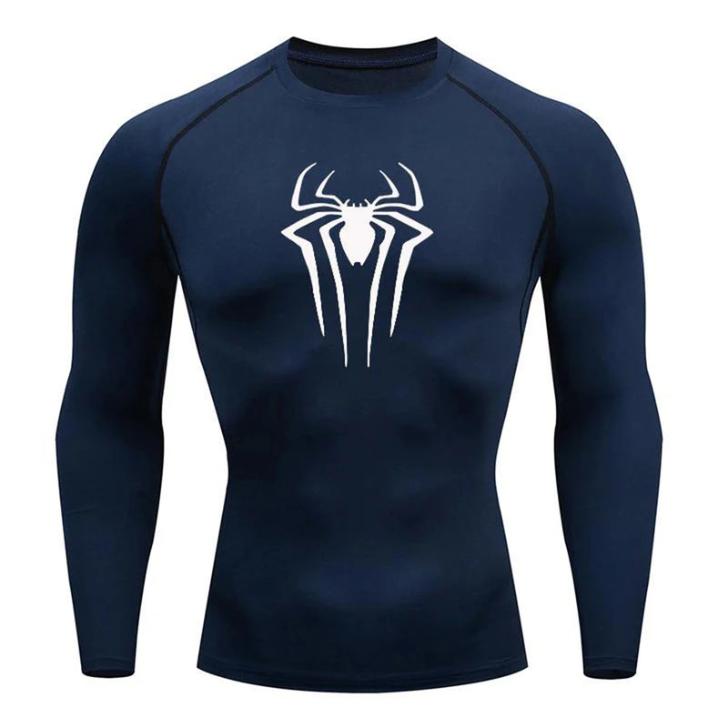 Men'S UPF 50+ Long Sleeve Compression Shirts Printed Water Sports Rash Guard Quick Dry Base Layer Athletic Workout Shirt